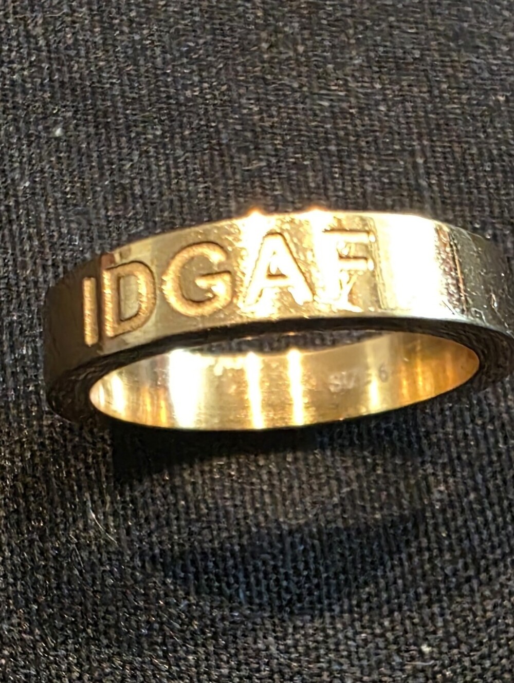 Cuffed By Nano IDGAF Goldplated Band Ring Size 6 New